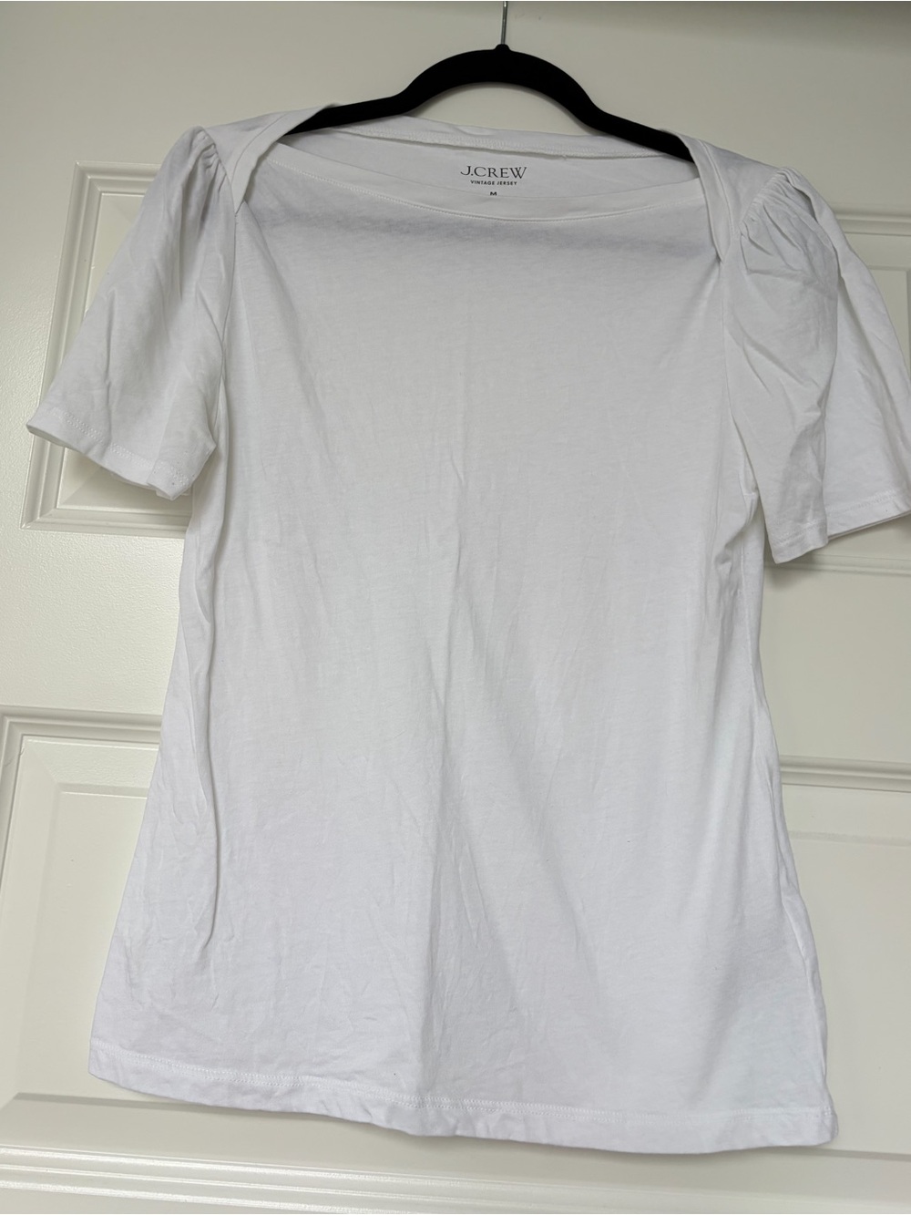 J.Crew Women’s White Puff-Sleeve Crewneck Top